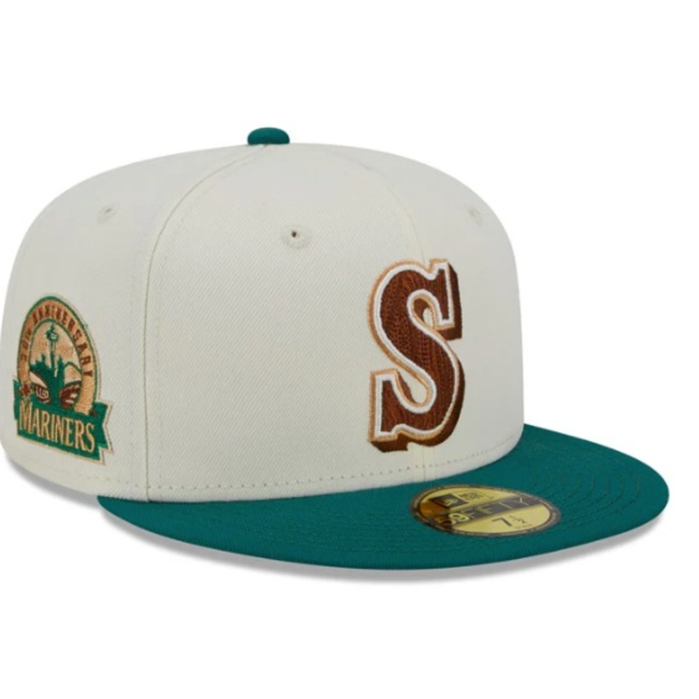 New Era Seattle Mariners Camp 59FIFTY Fitted Hat 30th Anniversary Patch 7 3/8